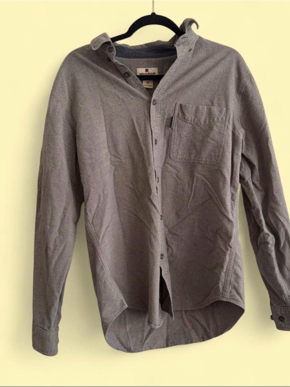 Woolrich Men's Light Gray Button-Down Shirt Jacket